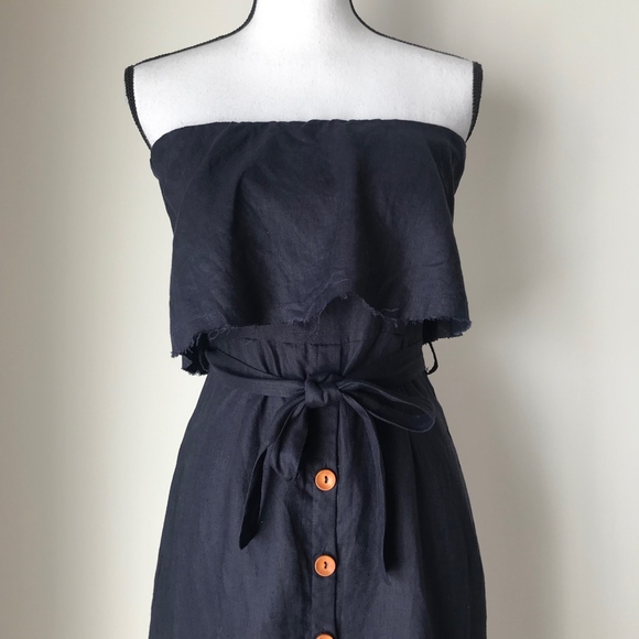 Skylar + Madison Navy Blue Button Down Midi Dress - Picture 2 of 5